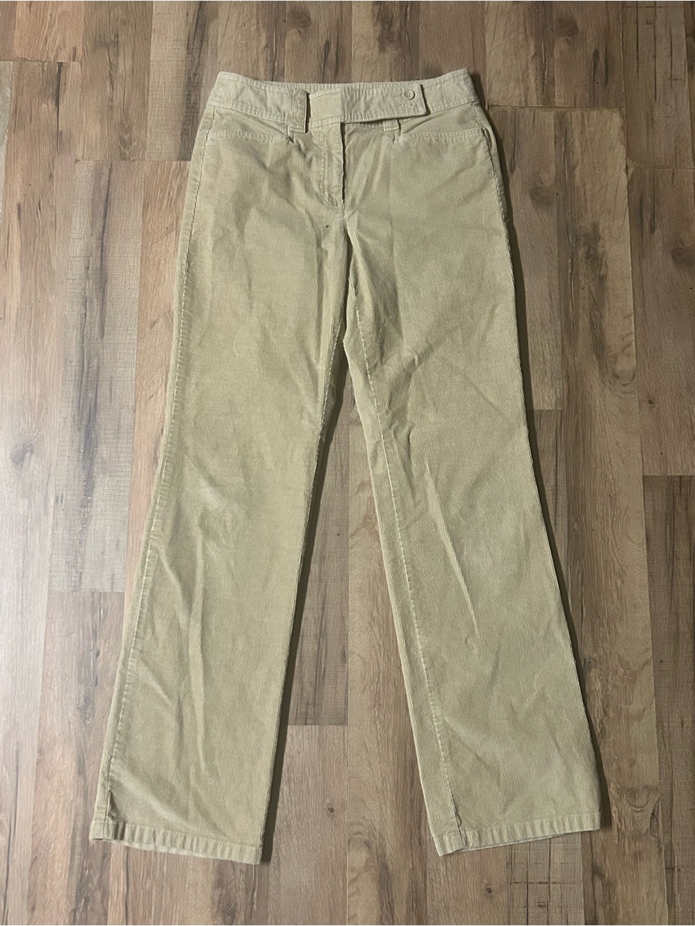 TALBOTS Corduroy Straight Leg Pants Womens 4 Brown Tan High Waist Cotton Stretch